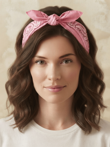 Bandamka Chusta Na Głowę Szyję Apaszka Bandana Różowa