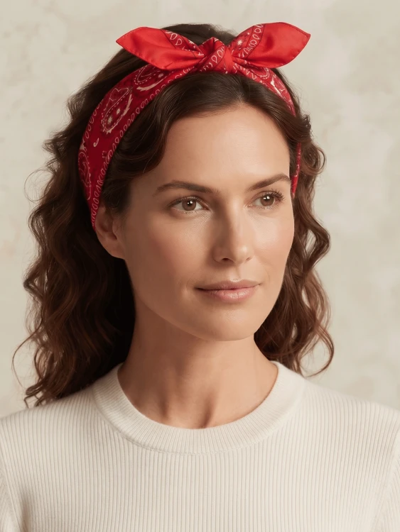 Bandamka Chusta Na Głowę Szyję Apaszka Bandana Czerwona