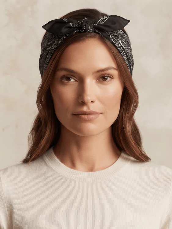 Bandamka Chusta Na Głowę Szyję Apaszka Bandana Czarna
