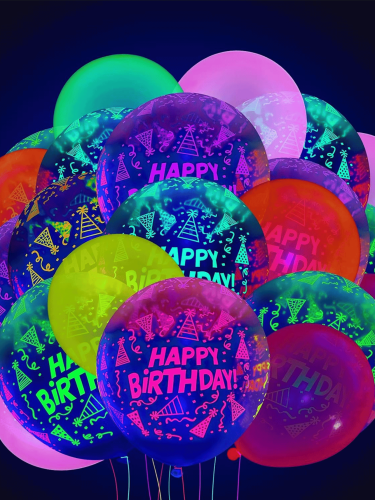 Zestaw Balonów Fluorescencyjnych Neon Happy Birthday 10 szt