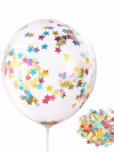 Balony Z Kolorowym Konfetti Gwiazdki Zestaw 5 szt