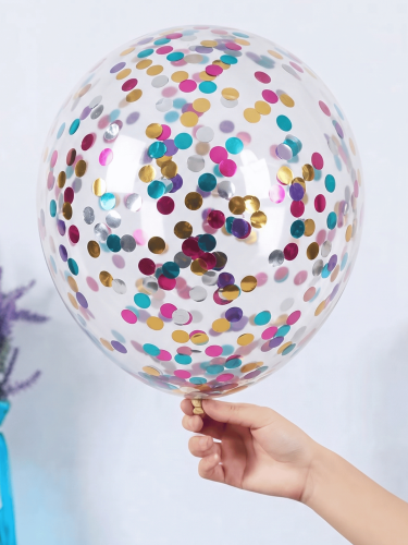 Balony Z Kolorowym Konfetti Kropki Zestaw 5 szt