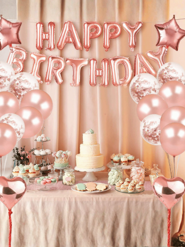 Zestaw Dekoracji Balony Konfetti Rose Gold Kurtyna
