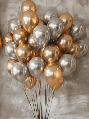 Balony Srebrno Złote Dekoracja Na Przyjęcie Zestaw