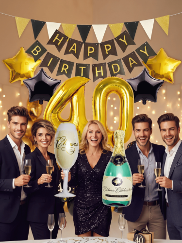 Stylowa Dekoracja Urodzinowa Na Imprezę 40 Happy Birthday