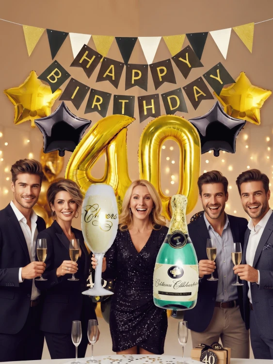 Stylowa Dekoracja Urodzinowa Na Imprezę 40 Happy Birthday