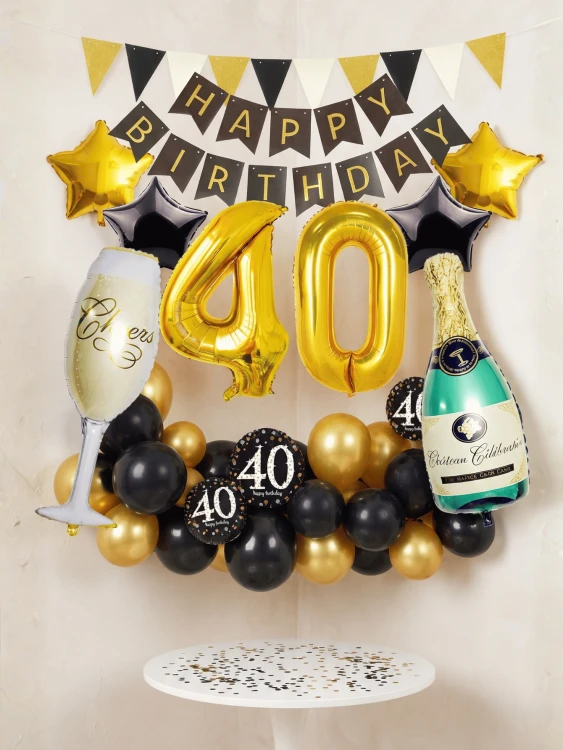 Stylowa Dekoracja Urodzinowa Na Imprezę 40 Happy Birthday