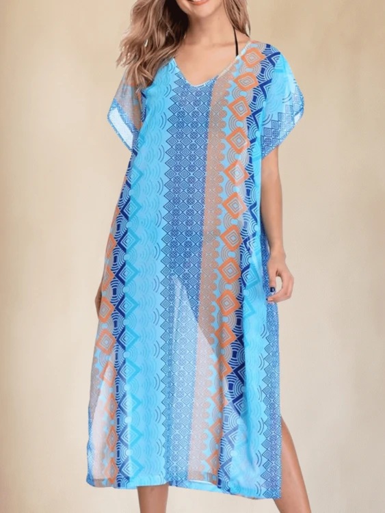 Pareo Letnia Tunika Sukienka Plażowa Narzutka Boho