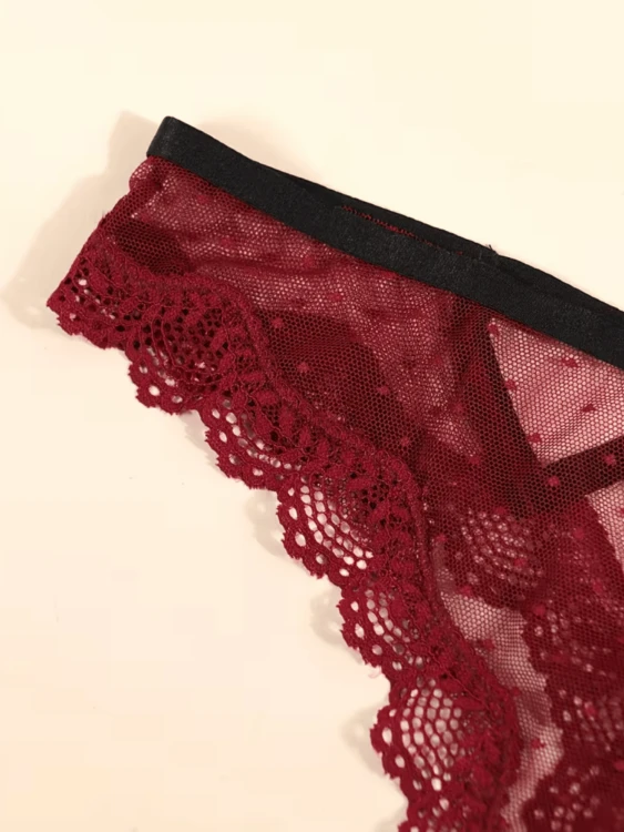 Seksowne Stringi Koronkowe Damskie Bordo