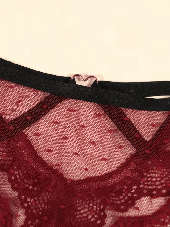 Seksowne Stringi Koronkowe Damskie Bordo