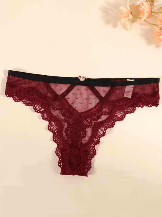 Seksowne Stringi Koronkowe Damskie Bordo