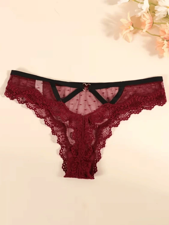 Seksowne Stringi Koronkowe Damskie Bordo