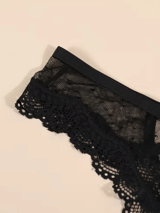 Seksowne Stringi Koronkowe Damskie Czarne