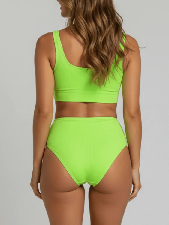 Strój Kąpielowy Wysoki Stan Bikini Zielone