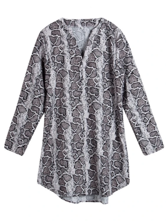Tunika Koszulowa Sukienka Print Snake