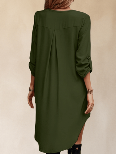 Luźna Tunika Asymetryczna Sukienka Oversize Khaki