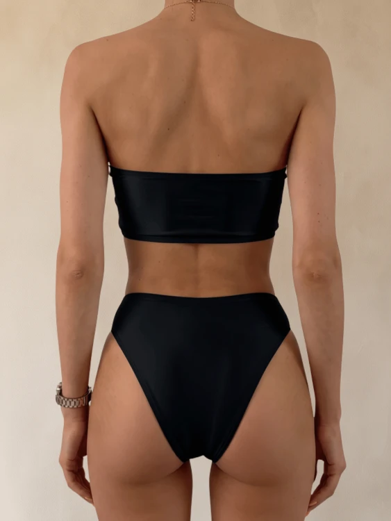 Strój Kąpielowy Sexy Bikini Wysoki Stan Czarny