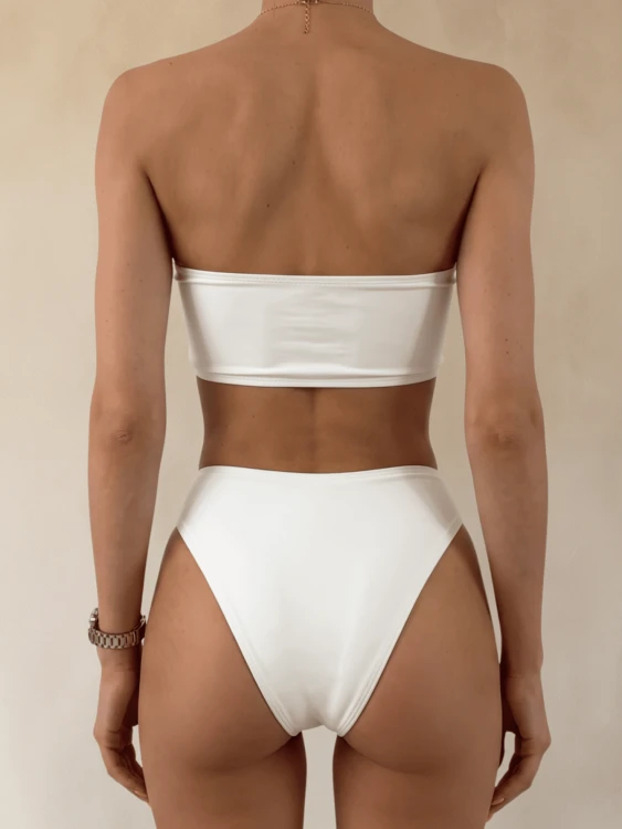 Strój Kąpielowy Sexy Bikini Wysoki Stan Biały