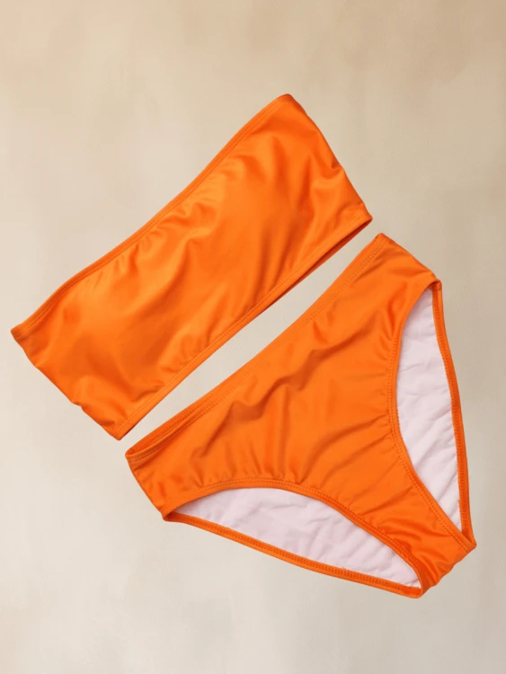 Strój Kąpielowy Sexy Bikini Wysoki Stan Pomarańczowy
