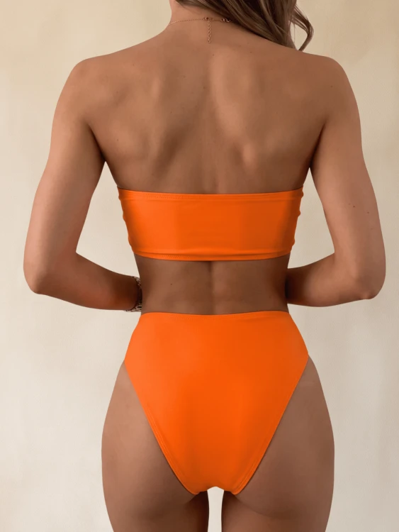 Strój Kąpielowy Sexy Bikini Wysoki Stan Pomarańczowy