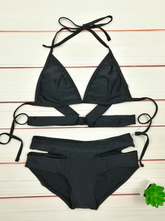 Strój Kąpielowy Bikini Sexy Strapsy Wysoki Stan