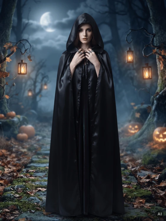 Czarna Peleryna Przebranie na Halloween